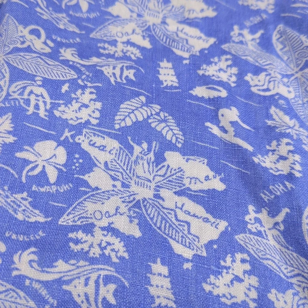 Polo Ralph Lauren Hawaiian Shirt Mens Large Blue White Chambray Long Sleeve